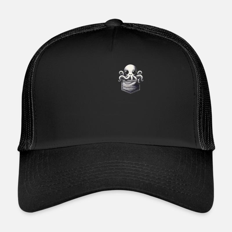 Octopus Kraken Cuttlefish Tier - Trucker Cap - Schwarz/Schwarz