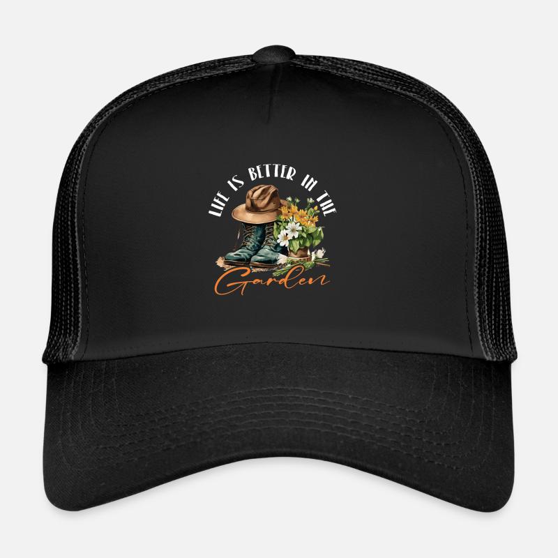 Die Freude eines Gartenliebhabers - Trucker Cap - Schwarz/Schwarz