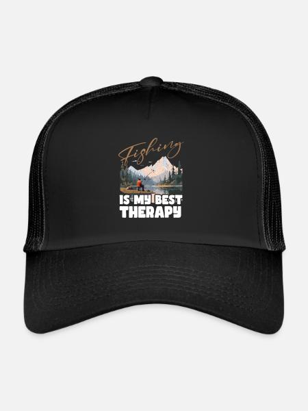 Fishing, Leisure, Contemplative, Quiet, Nature Experience - Trucker Cap - black/black - Front