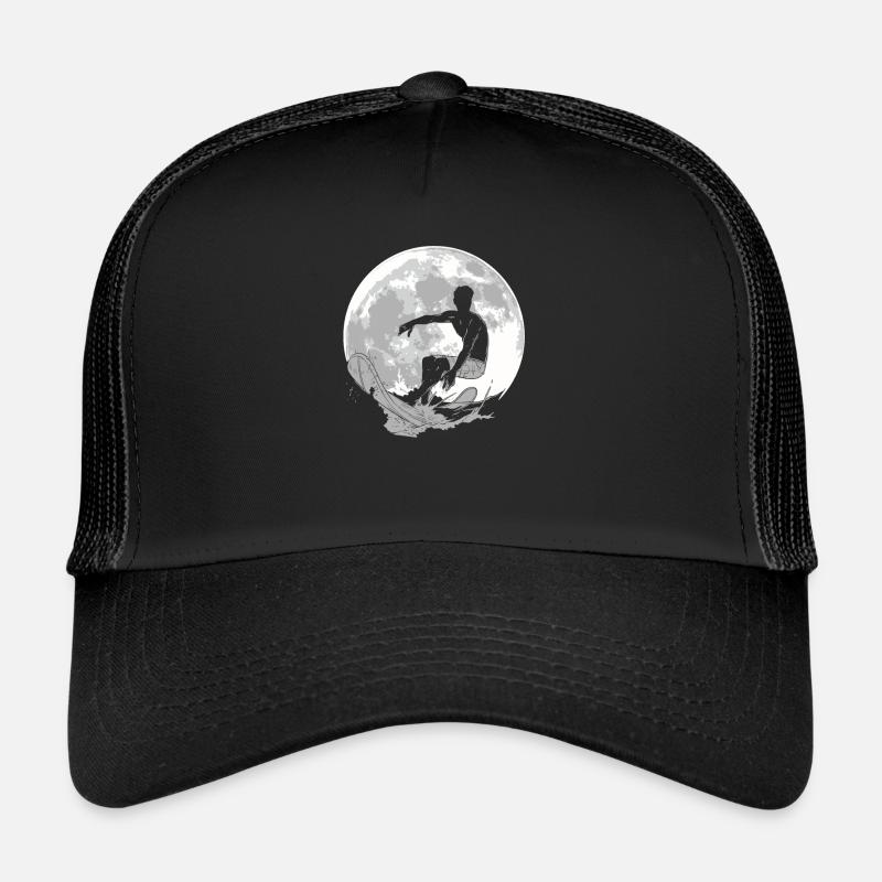 Surfer Surfen Mond - Trucker Cap - Schwarz/Schwarz