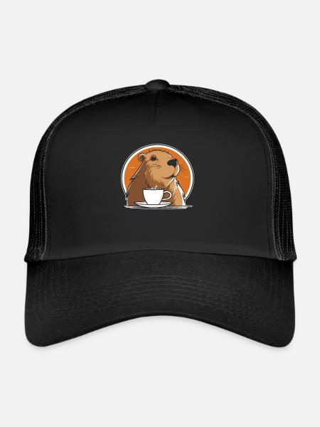 Capybara Capybara Café - Casquette trucker  - noir/noir - Devant