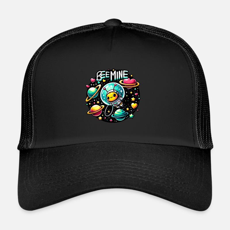 Bee Mine: Astronaut Bee Planets & Hearts Verspielt Trucker Cap