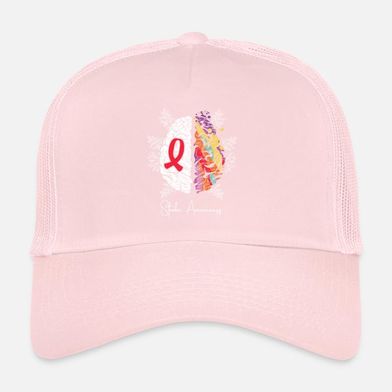 Brain & Red Ribbon: Stroke Awareness Trucker Cap