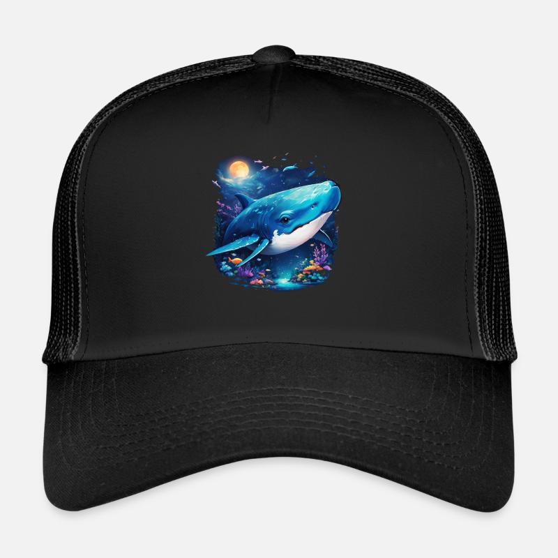 Baleine bleue - Casquette trucker  - noir/noir