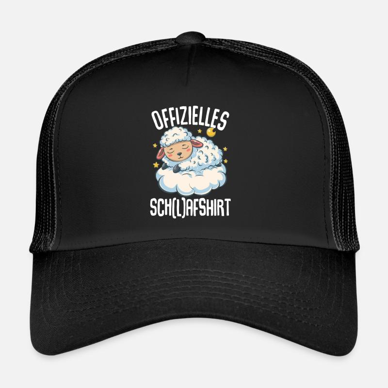 Offizielles Schlafshirt Schaf Pyjama Schlafanzug - Trucker Cap - Schwarz/Schwarz