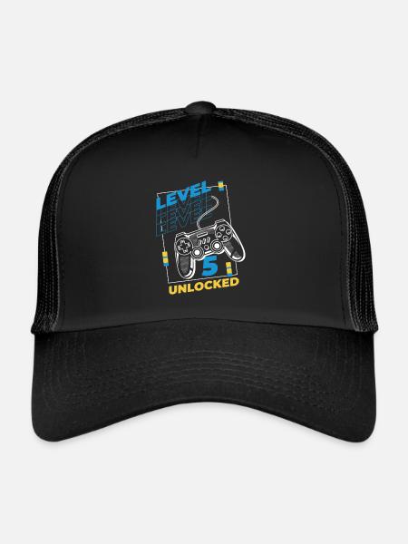Gamer Gaming Niveau 5 Débloqué - Casquette trucker  - noir/noir - Devant