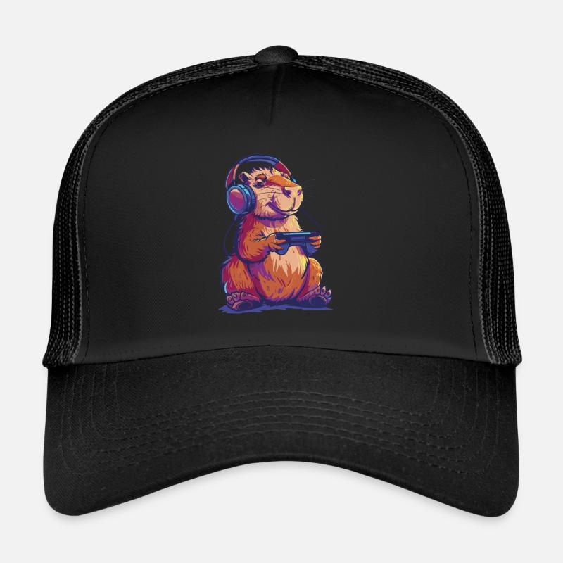 Capybara Videospiel - Trucker Cap - Schwarz/Schwarz