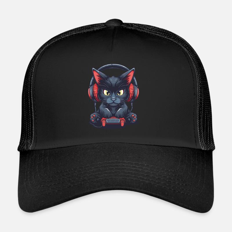 Black Video Game Trucker Cap