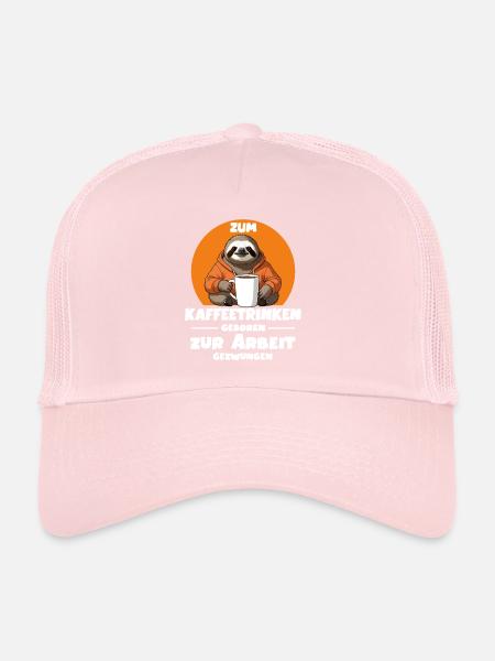 Born to drink coffee, forced to work - Trucker Cap - pale pink - Front