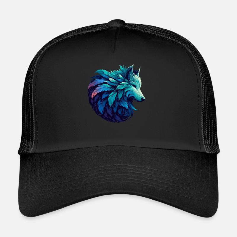 Wolf Stehend Majestätisch In Einem - Trucker Cap - Schwarz/Schwarz
