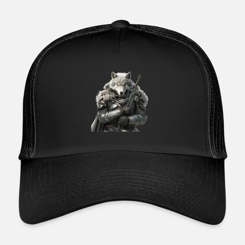 Wolf Ritter Mittelalter - Trucker Cap - Schwarz/Schwarz