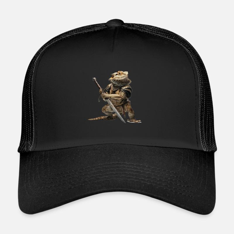 Bearded Dragon Ritter Mittelalter - Trucker Cap - Schwarz/Schwarz