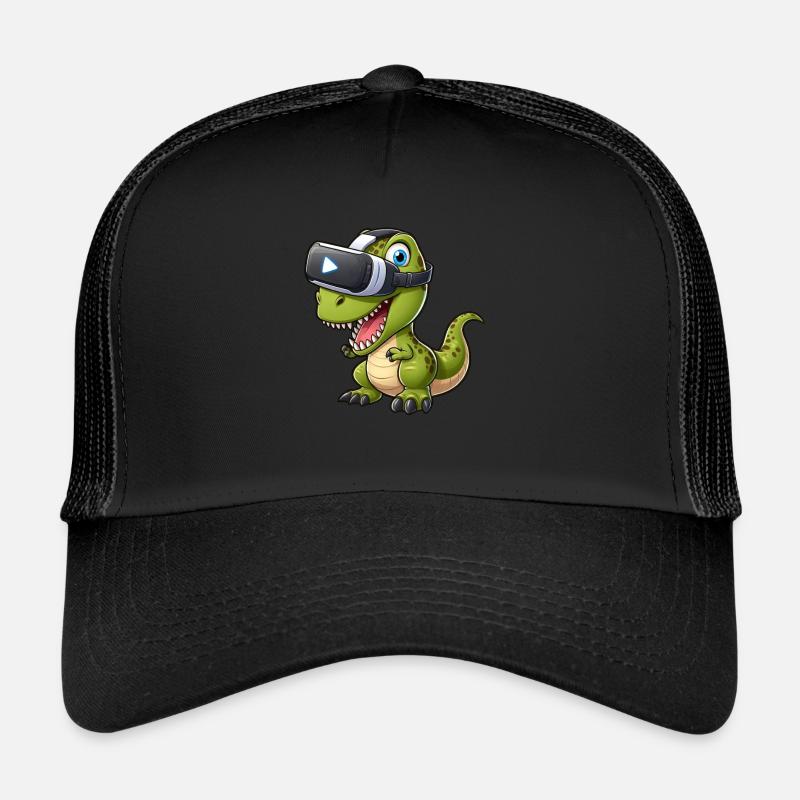Funny T-Rex dinosaur in virtual reality Trucker Cap