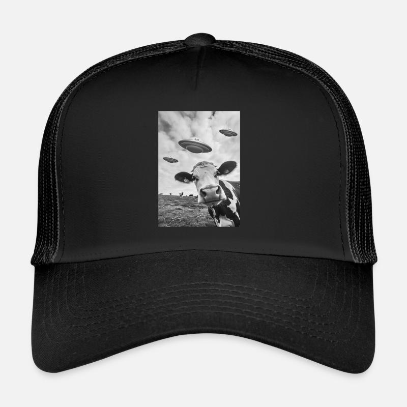 Ufo Selfie Kuh - Trucker Cap - Schwarz/Schwarz