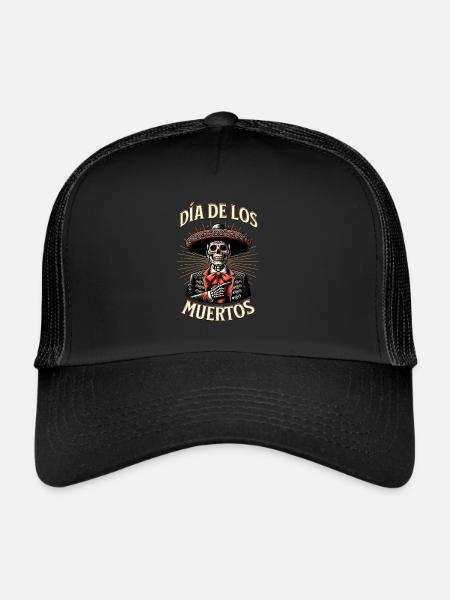 Dia de los Muertos Coloré - Casquette trucker  - noir/noir - Devant