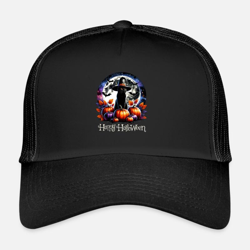 Chat effrayé, pas de friandises, juste des tours d’Halloween Casquette trucker 
