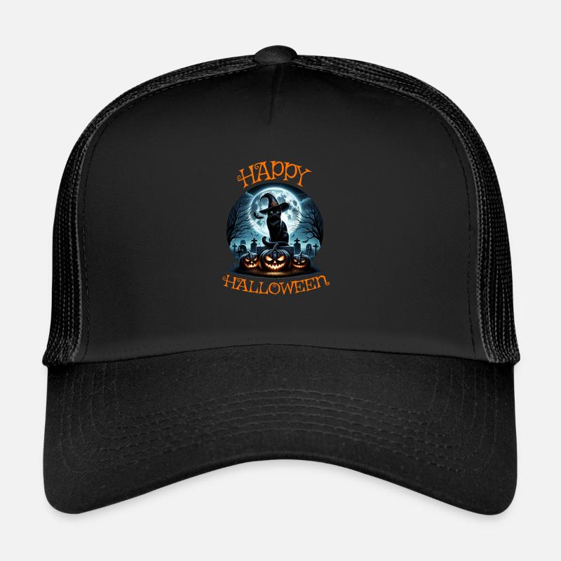 Scaredy Cat No Treats Just Halloween Tricks Trucker Cap