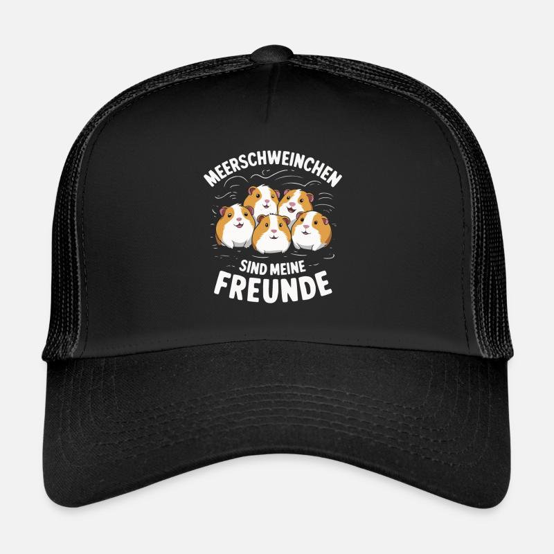 Meerschweinchen Kurzhaar Langhaar Crested Hunde - Trucker Cap - Schwarz/Schwarz