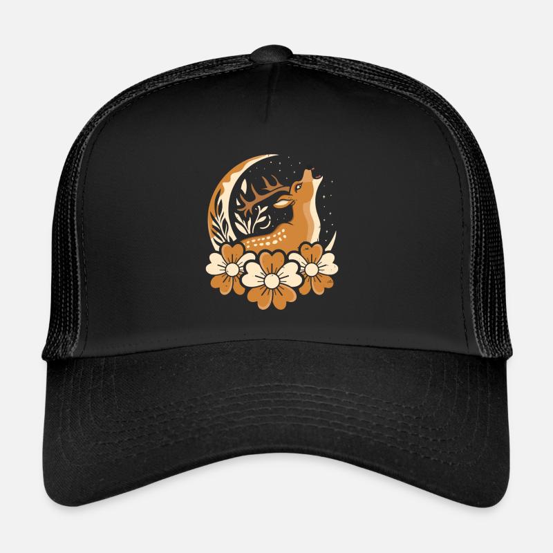 Hirsch Wilde Blumen Floral Moon Trucker Cap