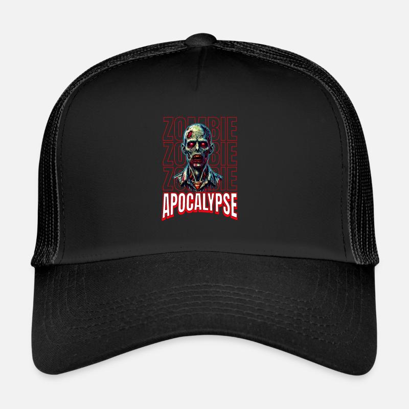 Zombie Apocalypse Happy Halloween Artwork Trucker Cap