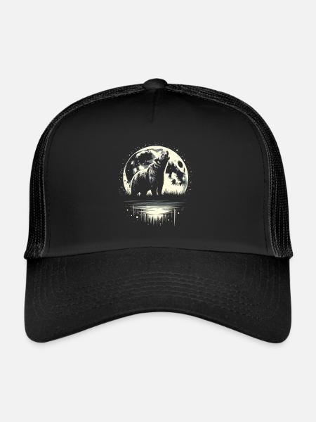 Bear Brown Bear Moon Howling - Trucker Cap - black/black - Front