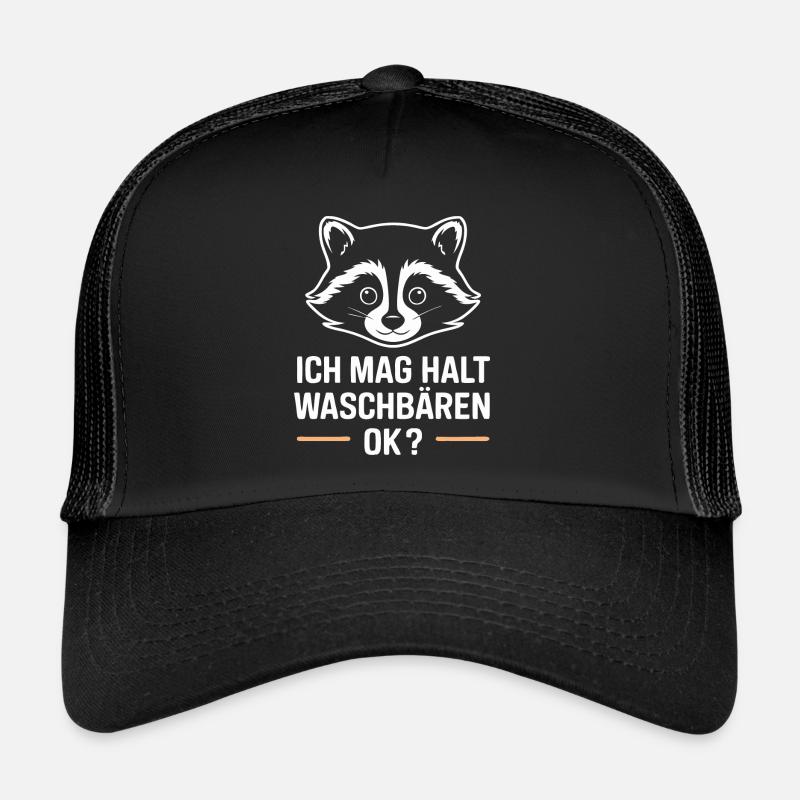 Waschbär Tier Barbados-Waschbär - Trucker Cap - Schwarz/Schwarz