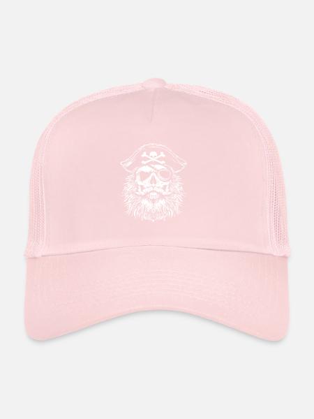 Crâne de pirate - Casquette trucker  - rose pâle - Devant