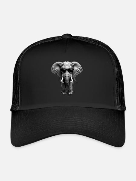 Elephant Sunglasses Animal Motif Elephant Lover - Trucker Cap - black/black - Front