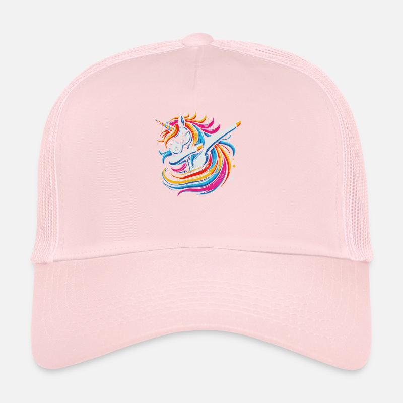 Regenbogen Einhorn mit Sonnenbrille Comic Kunst Trucker Cap