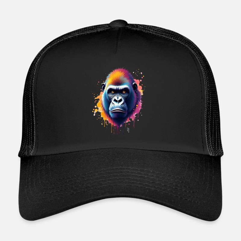 Gorilla Bunte Kunst Kunstwerk Tier Motiv Gorilla Trucker Cap