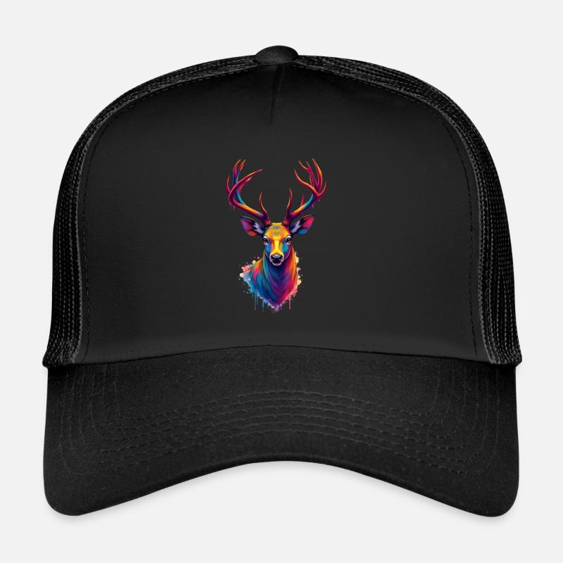 Hirsch Bunte Kunst Kunstwerk Tier Motiv Hirsch Trucker Cap