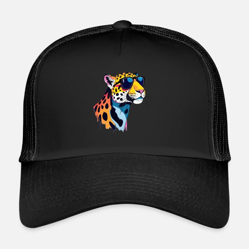 Œuvre d’art léopard Pop Art Léopards Casquette trucker 