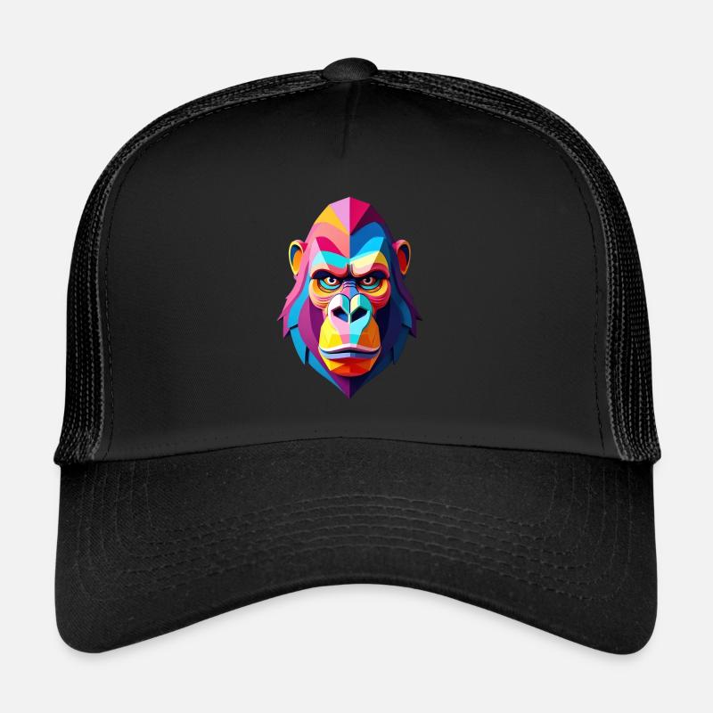 Gorilla Polygon Monkey Animal Motif Art Monkey Trucker Cap