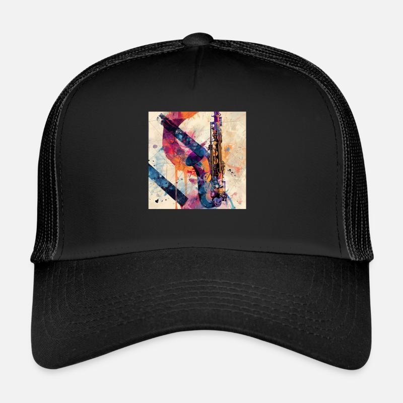 Saxophon - Trucker Cap - Schwarz/Schwarz
