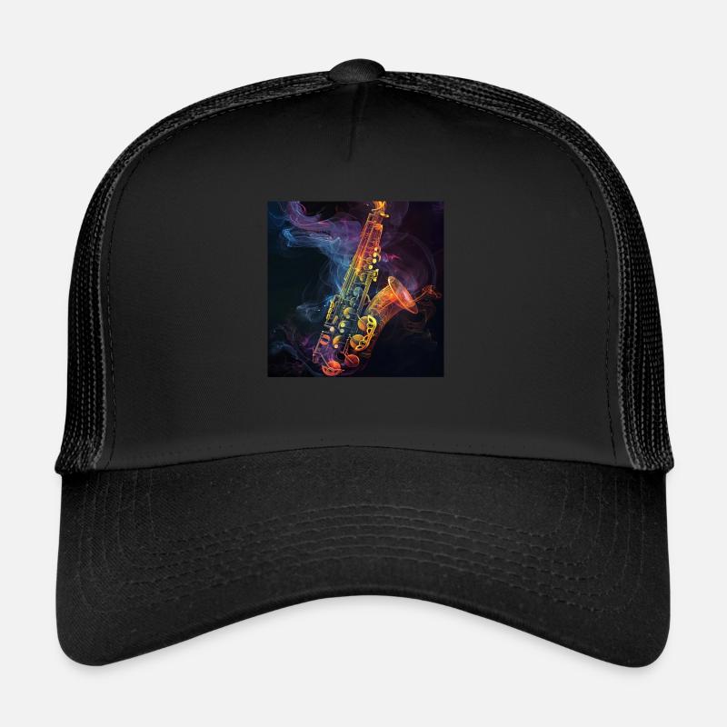 Saxophon - Trucker Cap - Schwarz/Schwarz