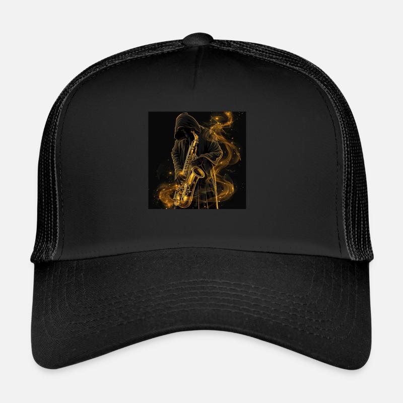 Saxophon - Trucker Cap - Schwarz/Schwarz