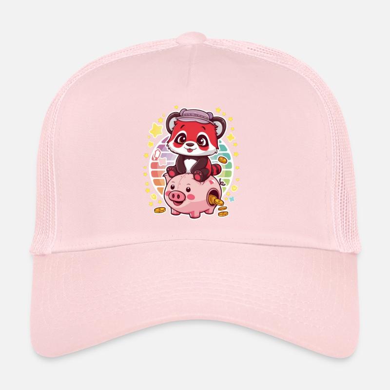 Panda Kawaii Rouge avec Tirelire Casquette trucker 