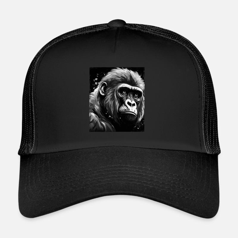 Portrait de gorille - Casquette trucker - noir/noir