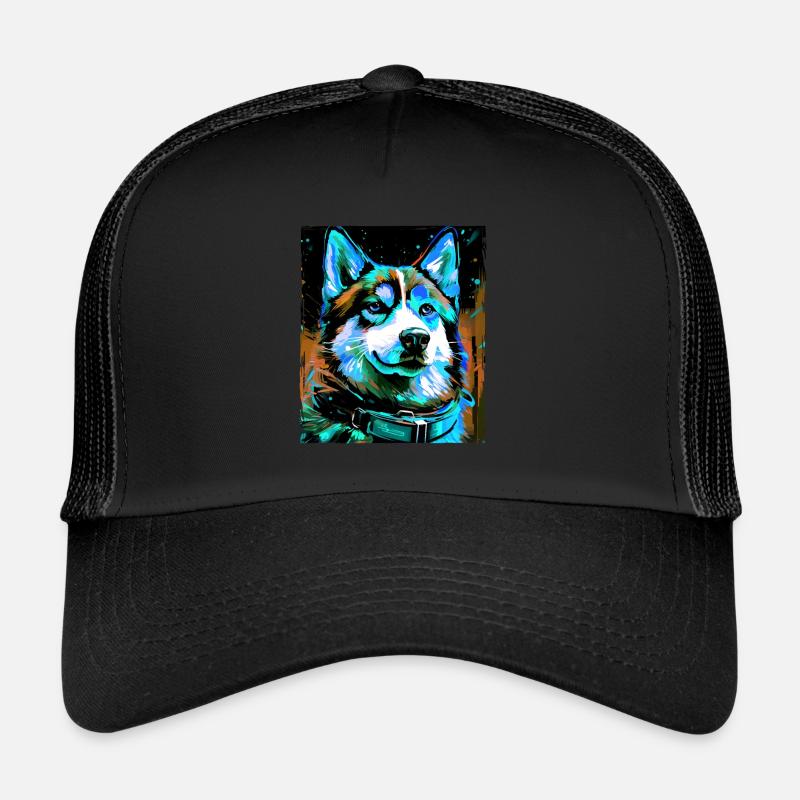 Portrait de chien husky Casquette trucker 