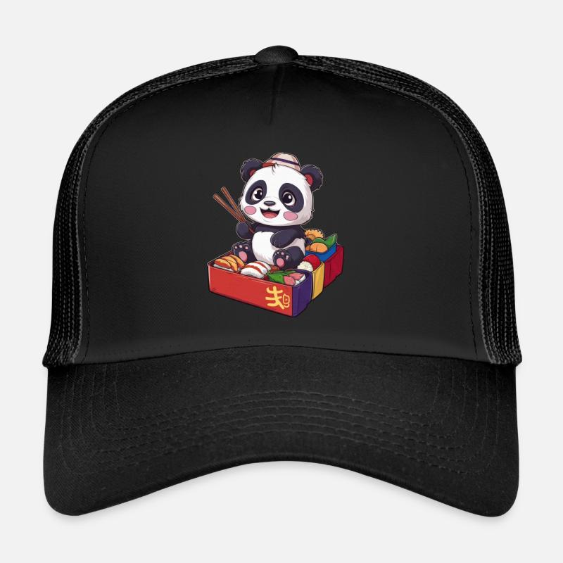Roter Kawaii Panda mit Lunch Box Trucker Cap