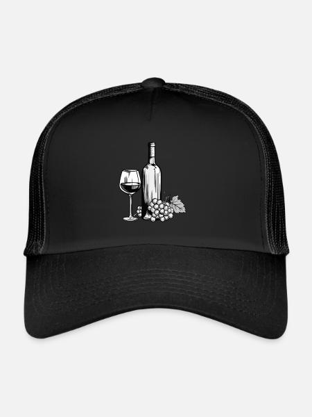 Wine Glass Wine Bottle - Trucker Cap - black/black - Front