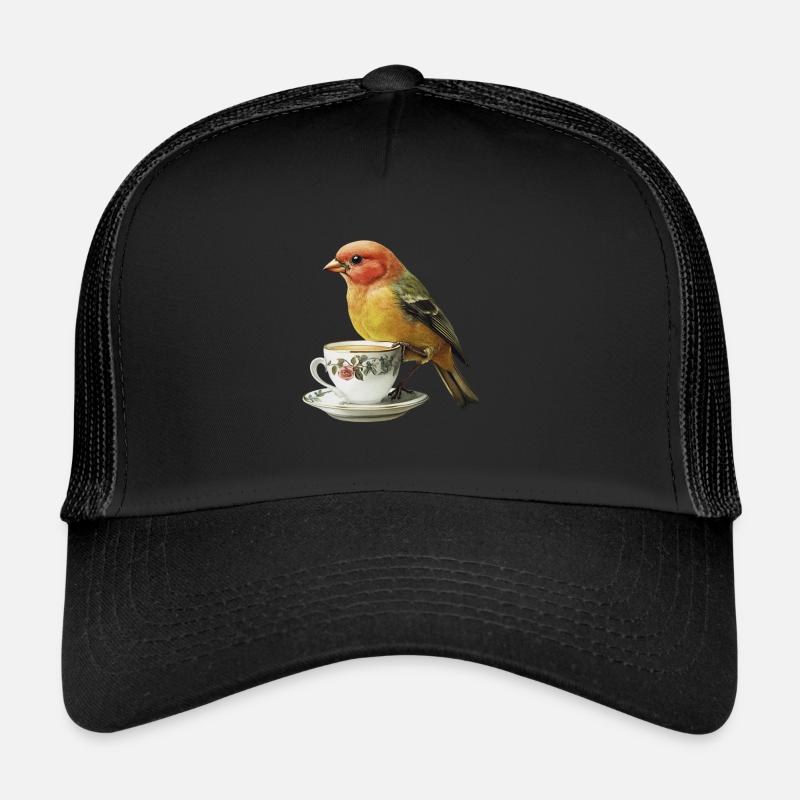 Finch Bird Kaffee - Trucker Cap - Schwarz/Schwarz