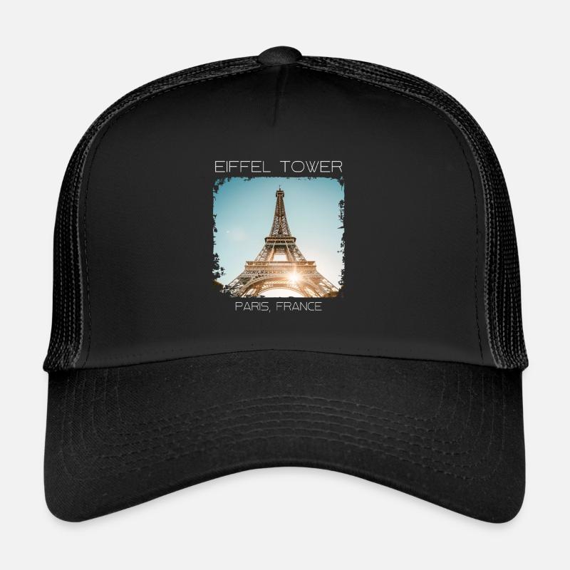 Eiffelturm - Trucker Cap - Schwarz/Schwarz