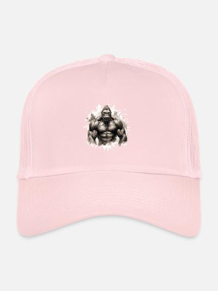 Gorille Bodybuilding Beast - Casquette trucker  - rose pâle - Devant