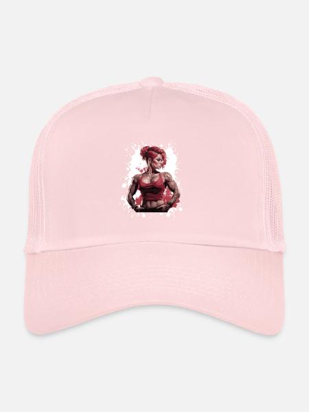 Fitness Frau Muskeln Bodybuilderin - Trucker Cap - Hellrosa - Vorne