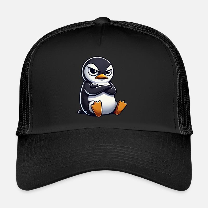 Pinguin Cartoon skeptischer Blick lustig Trucker Cap