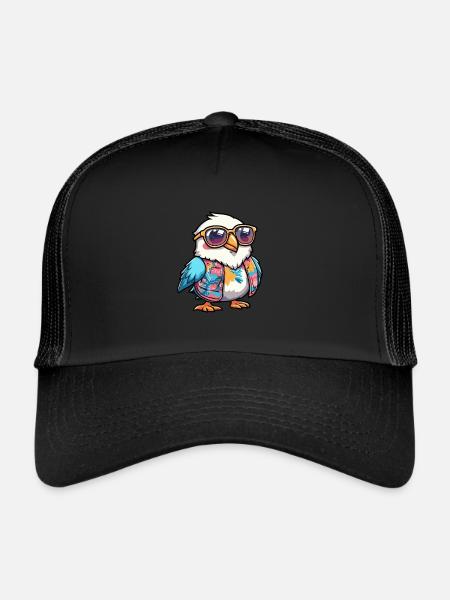 Colombe oiseau drôle d’été - Casquette trucker  - noir/noir - Devant