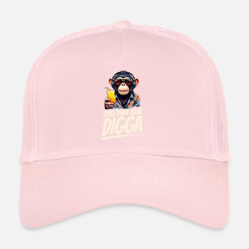 Funny DJ Monkey with Sunglasses Chill Your Base Trucker Cap