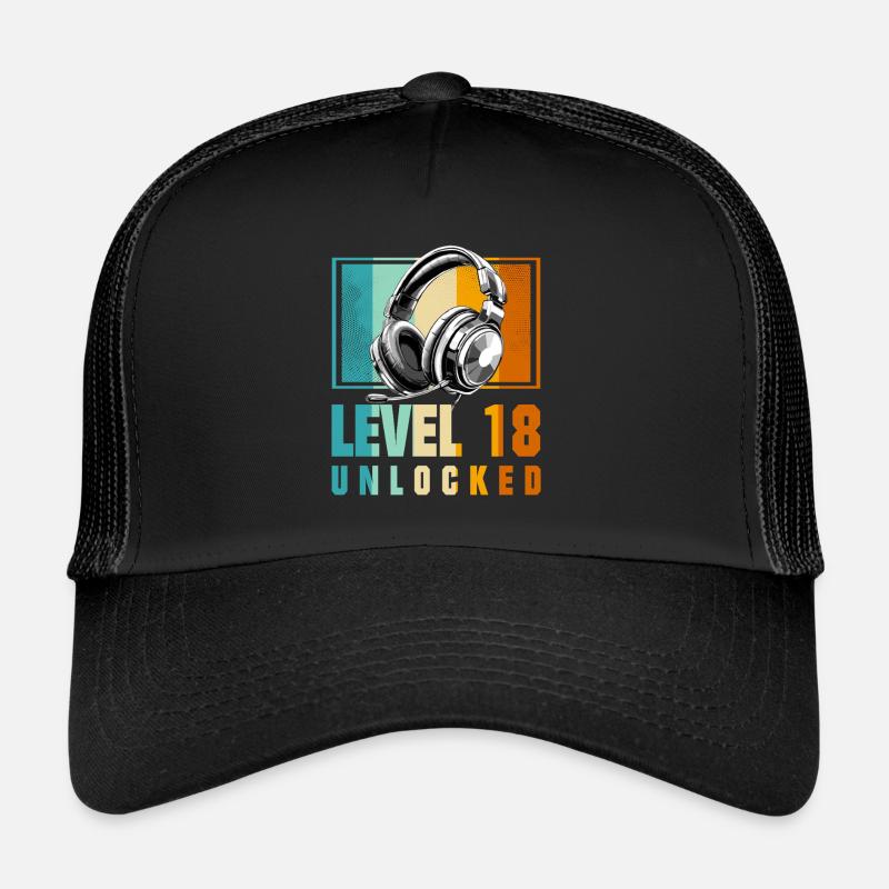 18. Geburtstag Junge Video Gamer Level 18 Unlocked Trucker Cap