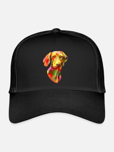 Vizsla Hund Hunderasse Geschenk - Trucker Cap - Schwarz/Schwarz